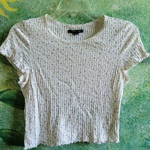 White Medium Floral American Eagle Crop Top